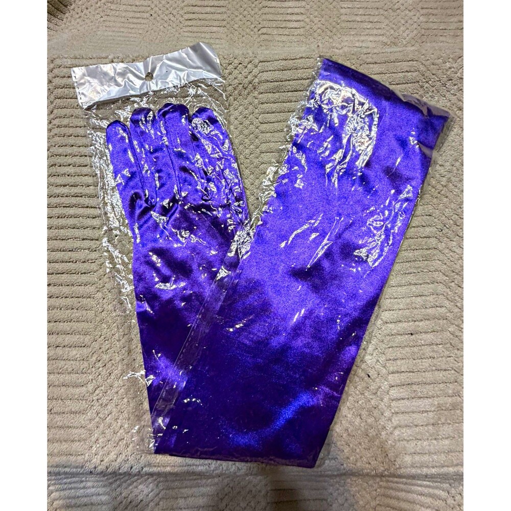 Purple Satin Long Costume Gloves, 1920s/1930s Halloween, Women, One Size